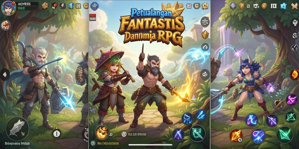 Screenshot utama HOYE55 menampilkan aksi seru dalam pertempuran RPG.