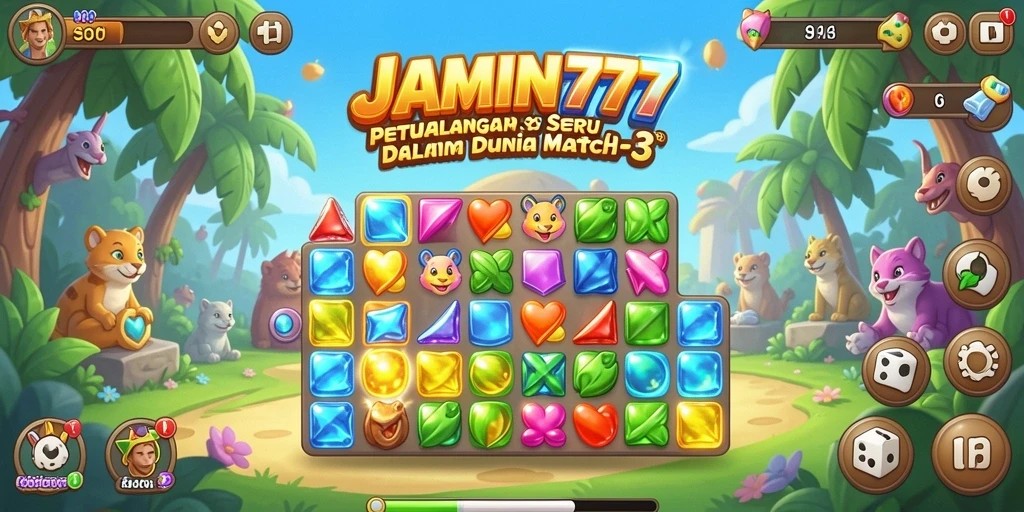 Screenshot menunjukkan keseruan gameplay Match-3 di JAMIN777.