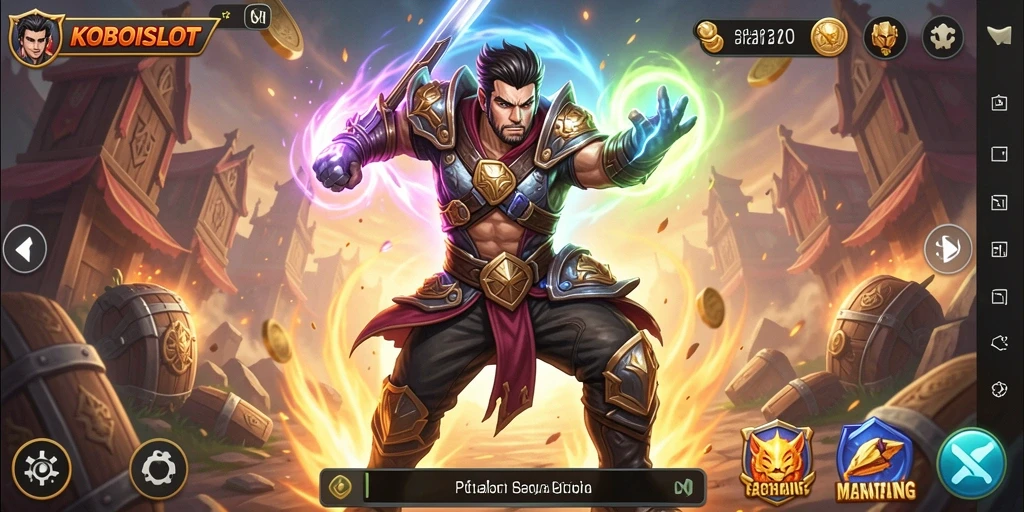 Tampilan dinamis gameplay KOBOISLOT yang penuh aksi.