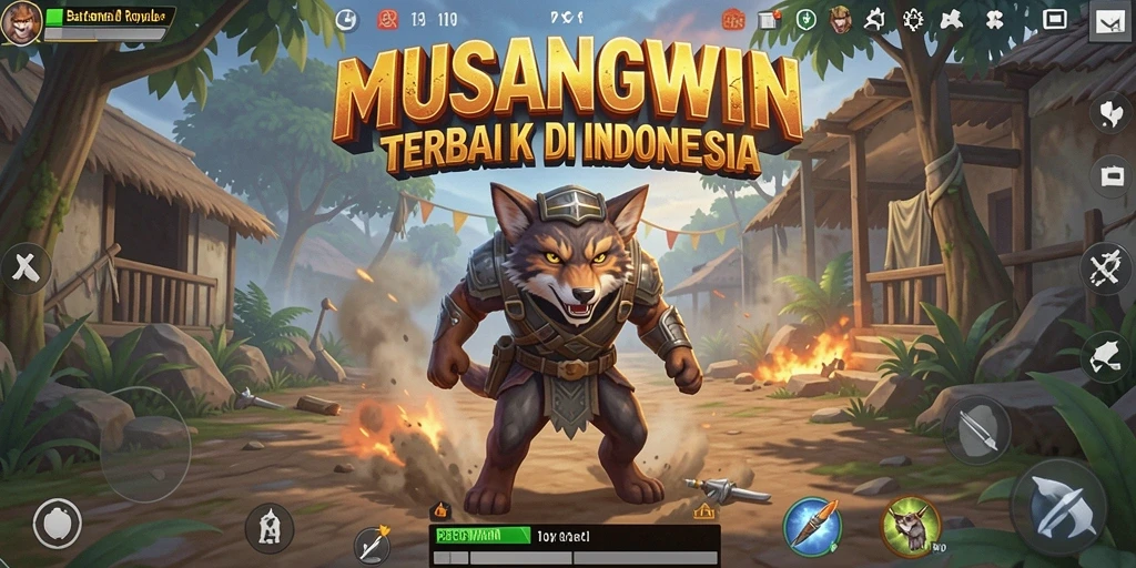Tampilan seru dari gameplay Battle Royale MUSANGWIN yang intens.