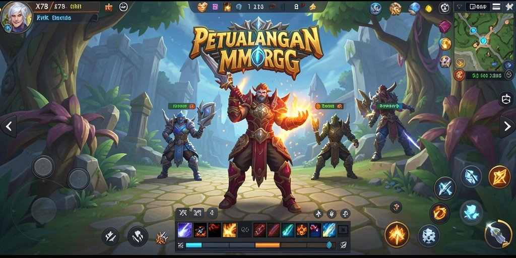 Tampilan aksi seru dalam gameplay <strong>X78</strong> di dunia MMORPG.