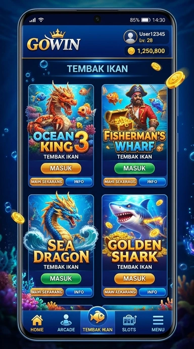 Screenshot aplikasi gowin menampilkan berbagai kategori aplikasi.